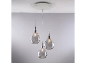 8050713217693 - Bonetti Illumina - Sospensione in ferro con vetri grigio pyrex 3 luci H41 - max 141 - Ø50