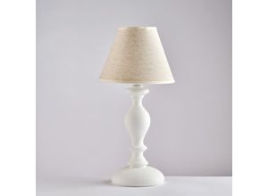 8050713217785 - Bonetti Illumina - Lumetto in legno bianco shabby 1 luce con paralume dm20 H40 - Ø20