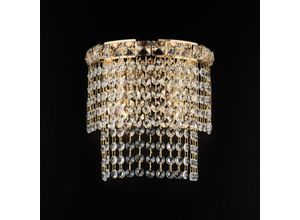 8050713217952 - Applique in ferro e ottone dorato con strass 2 luci H23 - L14 - P21