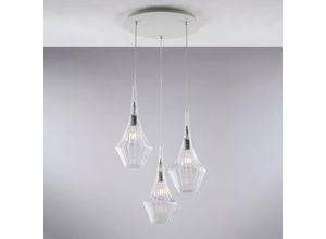 8050713218140 - Bonetti Illumina - Sospensione in ferro con vetri trasparente pyrex 3 luci H49 - max 149 - Ø50