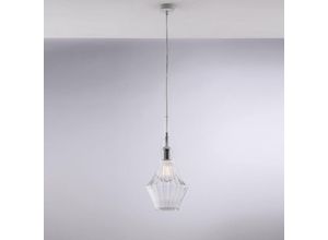 8050713218164 - Sospensione in ferro con vetro trasparente pyrex 1 luce H50 - MAX150 - Ø20