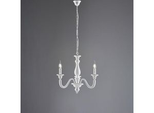 8050713218317 - Lampadario in legno bianco shabby 3 luci H48 - max 108 - Ø41