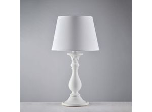 8050713218324 - Lume in legno bianco shabby 1 luce con paralume dm35 H60 - Ø35