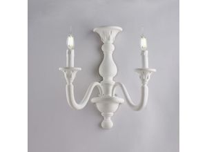 8050713218355 - Applique in legno bianco shabby 2 luci H41 - L35 - P21