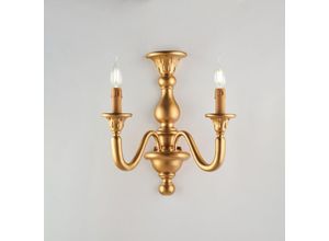 8050713218423 - Applique in legno oro antico 2 luci H41 - L35 - P21