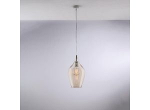 8050713218539 - Sospensione in ferro con vetro ambra pyrex 1 luce H42 - MAX 142 - Ø20