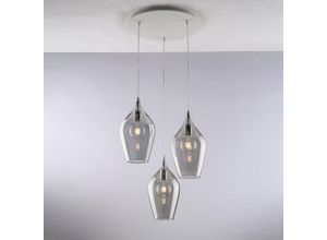 8050713218560 - Bonetti Illumina - Sospensione in ferro con vetri grigio pyrex 3 luci H41 - max 141 - Ø50