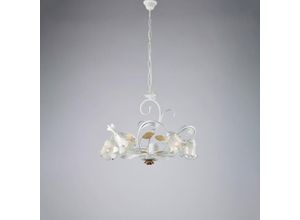 8050713218720 - Lampadario in ferro laccato bianco shabby 5 luci H44 - max 142 - Ø65