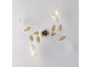 8050713218775 - Bonetti Illumina - Plafoniera in ferro laccato bianco shabby 2 luci H17 - Ø52