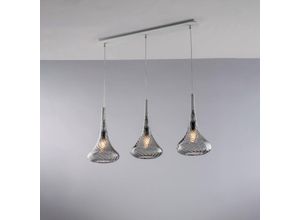 8050713219192 - Bonetti Illumina - Binario in ferro con vetri grigio pyrex 3 luci H41 - max 141 - L75 x 10