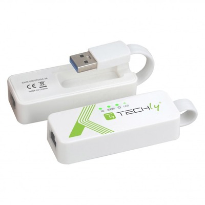 8051128109467 - TECHly Techly USB 30 Superspeed auf RJ45 Gigabit 10 100 1000 Konve (IDATA-USB-ETGIGA3T2)