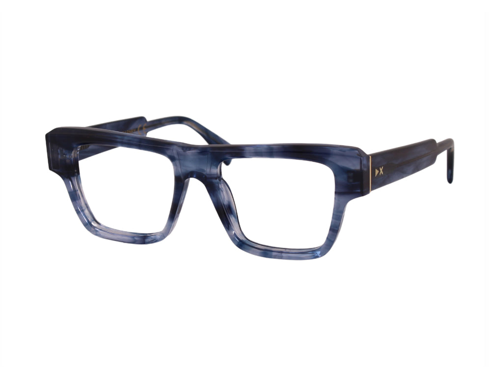 8051706532977 - XLAB Herren CARNEY Optische Fassungen Acetat Blau gestreift  Quadratisch Anti-Blaulicht