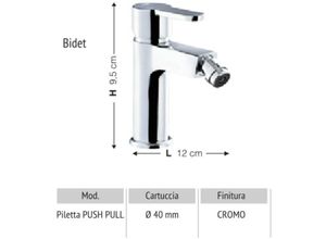 8051739070125 - Iperbriko - Langsamer Bidetmischer mit Push-Pull-Ablaufgarnitur Chrom