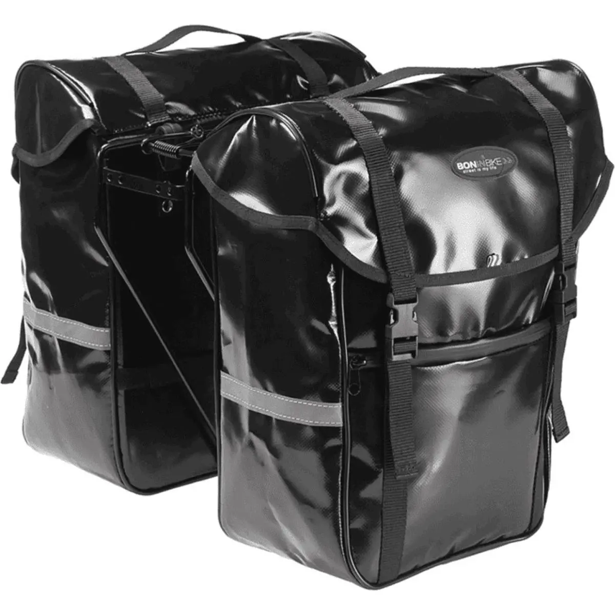 8051772127916 - Schwarze Seiten Taschen aus wasserdichtem PVC mit Reflektoren 30x17x38 cm