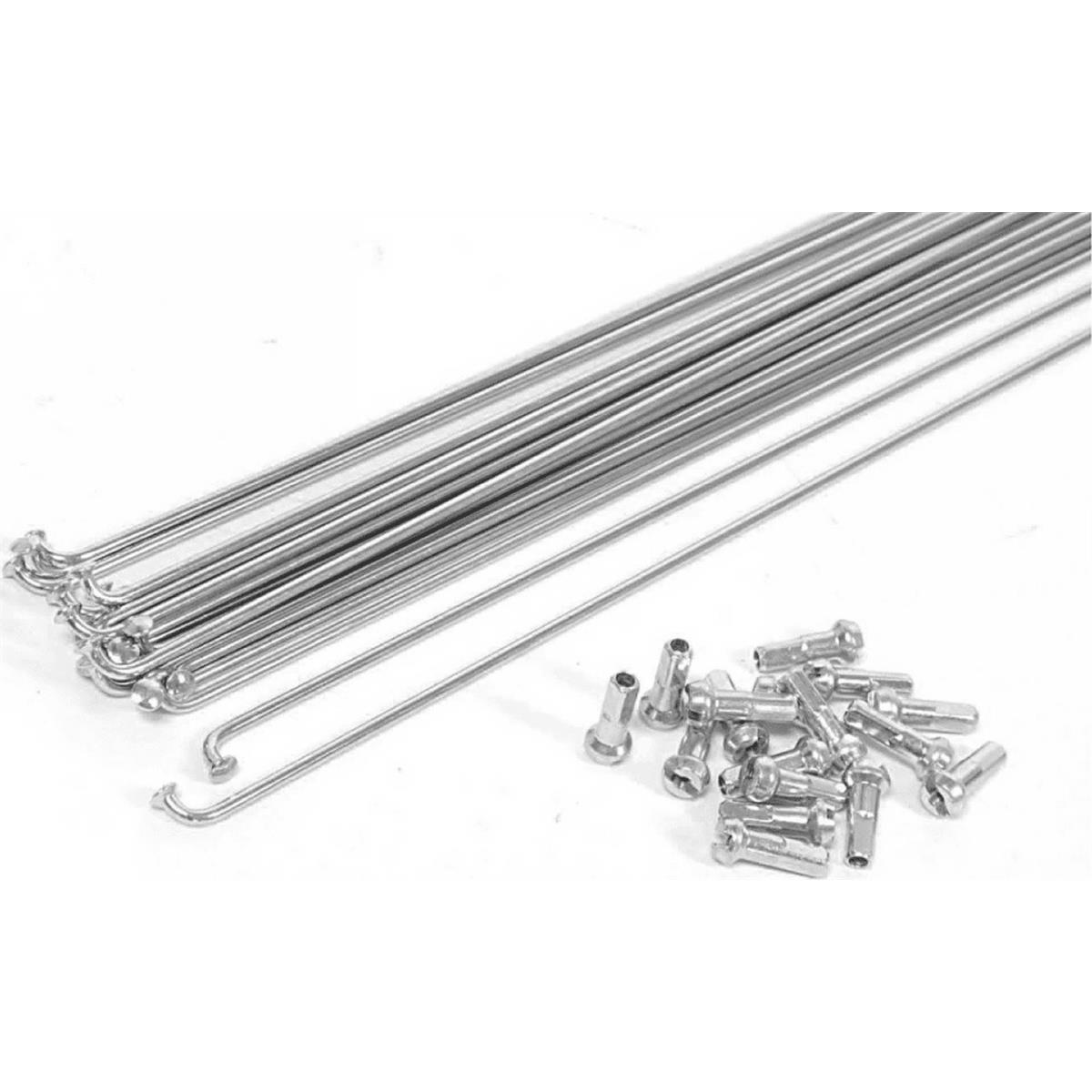 8051772129552 - Zinkstahl Speichen 304x2mm mit Silber Nippel - 10 Stück Packung