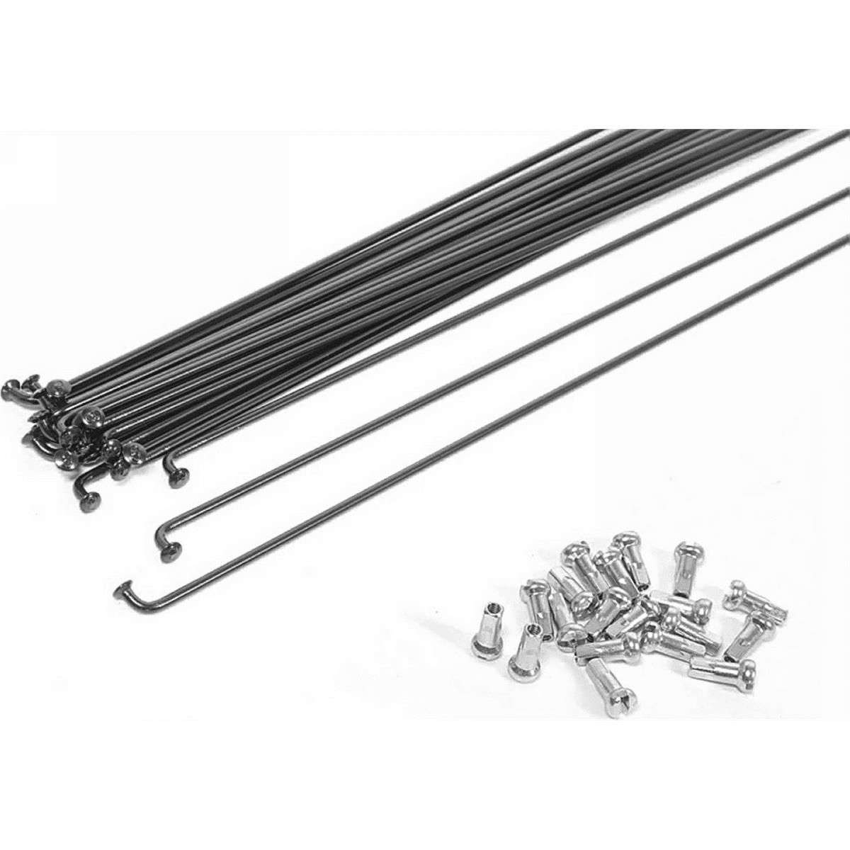 8051772129637 - Set aus 18 schwarzen Speichen 301x2mm mit verzinkten Nippeln für Räder