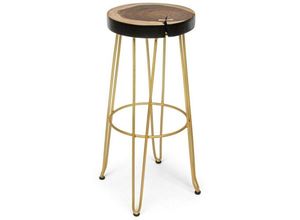 8051836002456 - Iperbriko - Atmosphere Style Gold Barhocker aus Holz