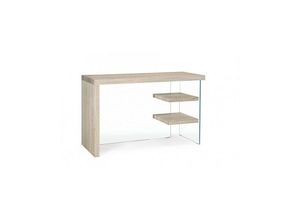 8051836025820 - Iperbriko - Schreibtisch aus Bilbao-Holz und gehärtetem Glas 120x50x76h cm