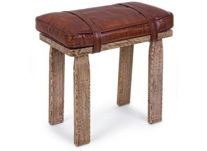 8051836067752 - - Rechteckiger Hocker aus Holz und Leder Charleston cm 54 x 30 x 53