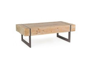 8051836126954 - Iperbriko - Industrieller Couchtisch Garrett mit Holzplatte