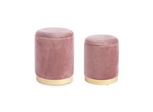 8051836212695 - 2er-Set Poufs aus Samt mit Behälter POLINA Antique Pink