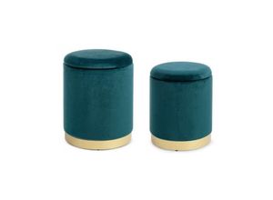 8051836212923 - 2er-Set Poufs aus Samt mit Behälter Blau polina