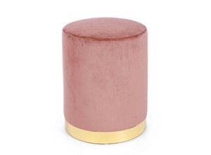 8051836226913 - Pouf aus Samt in Antik-Rosa lucilla Durchmesser 35x h40 cm