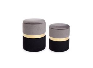 8051836238039 - Elegantes und vielseitiges Set mit zwei modernen aufklappbaren Poufs in Grau Schwarz und Gold - stilvolles Design