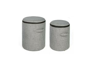 8051836287037 - Iperbriko - Set 2 Pouf aus Stoff mit Behälter radmila Grau