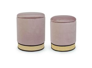 8051836407480 - Webmarketpoint - Set aus 2 Poufs mit Behälter Milena altrosa Samt