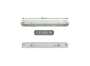 8052575736374 - Trade Shop Traesio - wasserdichte deckenleuchte 1 neon led röhre T8 G13 150CM wand decken IP65 T8-150SS