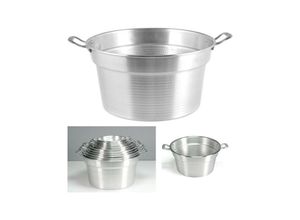 8052575811934 - SCHWERER ALUMINIUMKESSEL MIT GEBÜRSTETEN GRAUEN GRIFFEN ZUM EINMACHEN -Durchmesser 34cm -
