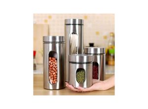 8052575819251 - Trade Shop Traesio - set 4 stück stahl lebensmittelbehälter für tee kaffee gewürze kekse zucker