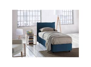 8052773273657 - Einzelbett Carolina Containerbett mit Stoffbespannung 100% Made in Italy Frontöffnung inklusive Matratze Cm 80x190 Blau - Talamo Italia