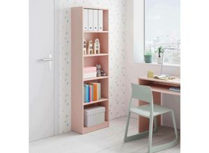 8052773326902 - Buchhandlung Pomona Hohes Bücherregal mit 5 Regalen Büro- oder Schlafzimmerregal Modernes Regal mit Fächern cm 52x25h80 Rosa - Dmora