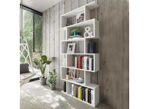 8052773327572 - Buchhandlung Joliet Hohes doppelseitiges Bücherregal Trennregal mit 5 Fachböden Modernes Büroregal cm 80x24h192 Glänzend Weiß - Dmora