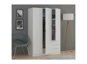 8052773327886 - Garderobe Warren Schlafzimmerschrank mit 3 Türen und 3 Schubladen Schrank mit 3 Einlegeböden und Kleiderstange cm 121x52h180 Weiß - Dmora