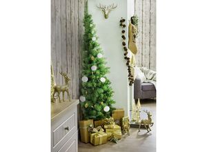 8052773370752 - Dmora - Weihnachtsbaum Aosta extra dicker künstlicher Halbwandbaum Baum in echter PVC-Optik 361 Äste Höhe 180 cm