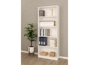 8052773473842 - Bücherregal Boston Lineares Bücherregal mit 4 Regalen Büro- oder Schlafzimmerregal Modernes Bücherregal cm 80x28h201 Weiß - Dmora