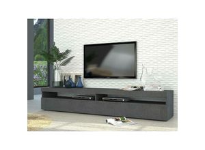 8052773496605 - Wohnzimmer TV-Ständer Made in Italy TV-Ständer mit 2 Klapptüren cm 200x45h36 Farbe Aschgrau - Dmora