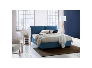 8052773597548 - Talamo Italia Doppelbett Silvia Containerbett mit Stoffbespannung 100% Made in Italy Frontöffnung inklusive Matratze 140x190 cm Blau