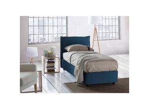 8052773598446 - Einzelbett Penelope Containerbett mit Stoffbespannung 100% Made in Italy Frontöffnung mit Matratze Cm 90x190 enthalten Blau - Talamo Italia