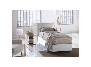 8052773599030 - Talamo Italia - Einzelbett Evelyn Containerbett mit Stoffbespannung 100% Made in Italy Frontöffnung inklusive Matratze Cm 90x200 Creme