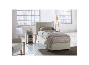 8052773599061 - Talamo Italia - Einzelbett Evelyn Containerbett mit Stoffbespannung 100% Made in Italy Frontöffnung inklusive Matratze Cm 90x200 Beige