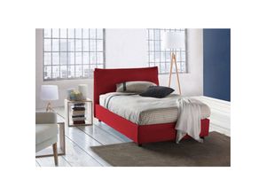 8052773599481 - Talamo Italia Quadratisches und halbes Bett Agata Containerbett mit Stoffbespannung 100% Made in Italy Frontöffnung inklusive Matratze 120x200