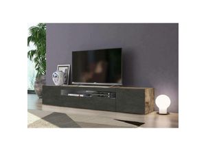 8052773601856 - Wohnzimmer TV-Ständer Made in Italy TV-Ständer mit 3 Türen und Regalen cm 200x40h37 Farbe Ahorn und Schiefer - Dmora