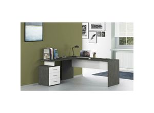 8052773602709 - Dmora - Eckschreibtisch Made in Italy Minimaler Computertisch PC-Schreibtisch 160x60h75 cm Farbe Ash Grey und Glossy White