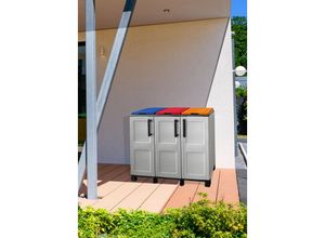 8052773730730 - Abfallschrank für den Außen- oder Innenbereich 3-türig 3-türige Tasche mit 3 Türen 100% Made in Italy 102x37h90 cm hellgraue Farbe und farbige