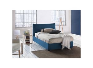 8052773790185 - Quadratisches und halbes Bett Daalt Containerbett mit Stoffbespannung 100% Made in Italy Frontöffnung inklusive Matratze 120x200 cm Blau - Dmora