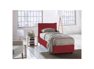 8052773791342 - Dmora - Talamo Italia Einzelbett Rossella Containerbett mit Stoffbespannung 100% Made in Italy Frontöffnung inklusive Matratze 80x200 cm Rot